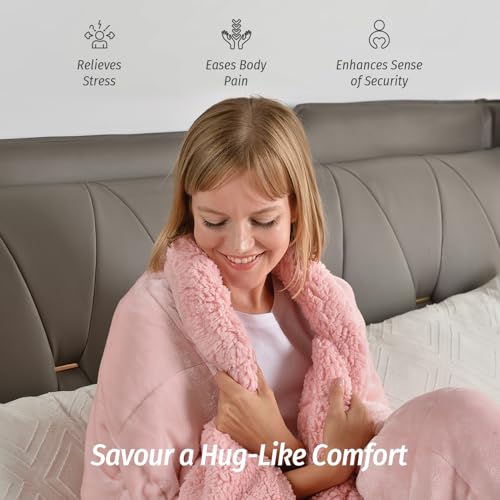 Wemore Sherpa Fleece Weighted Blanket for Adult, 20 lbs Dual Sided Cozy Fluffy Heavy Blanket, Ultra Fuzzy Throw Blanket with Soft Plush Flannel Top, 60 x 80 inches Pink on Both Sides - Image 4