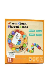 Wooden clock toy with colored beads