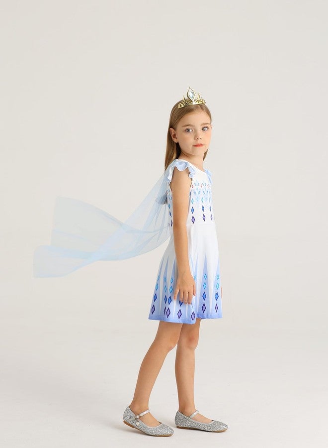 WonderBabe Little Girls Snow Princess Fancy Dress Queen Costume Princess Dresses Fancy Dress Up Clothes for Halloween Cosplay size 5-6t - Image 3