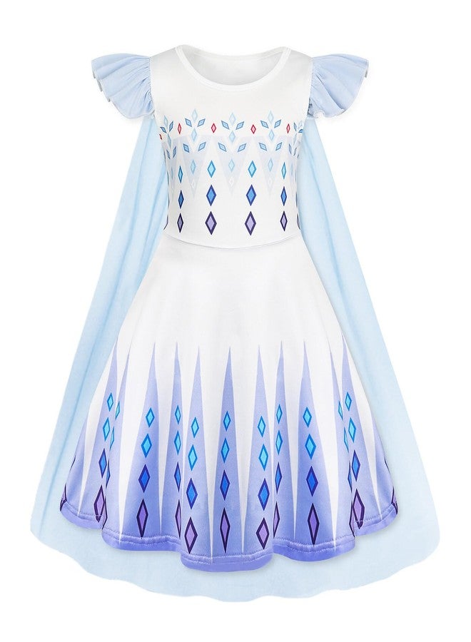 WonderBabe Little Girls Snow Princess Fancy Dress Queen Costume Princess Dresses Fancy Dress Up Clothes for Halloween Cosplay size 5-6t - Image 1