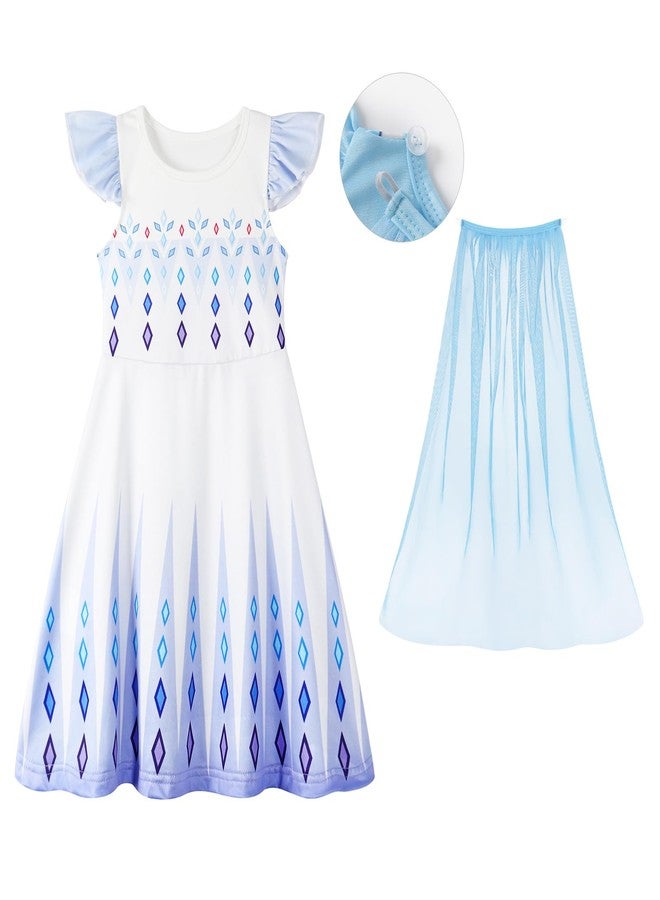 WonderBabe Little Girls Snow Princess Fancy Dress Queen Costume Princess Dresses Fancy Dress Up Clothes for Halloween Cosplay size 5-6t - Image 4