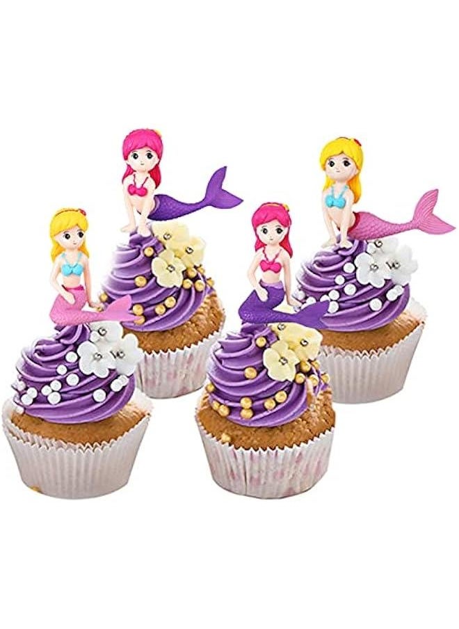 Generic - 4pcs Mermaid Cake Topper, Birthday Cake Decoration, Mermaid Doll Toy Cake Topper Figures Birthday Cake Decoration Wedding Party Supplies Micro Landscape Decor - Image 1