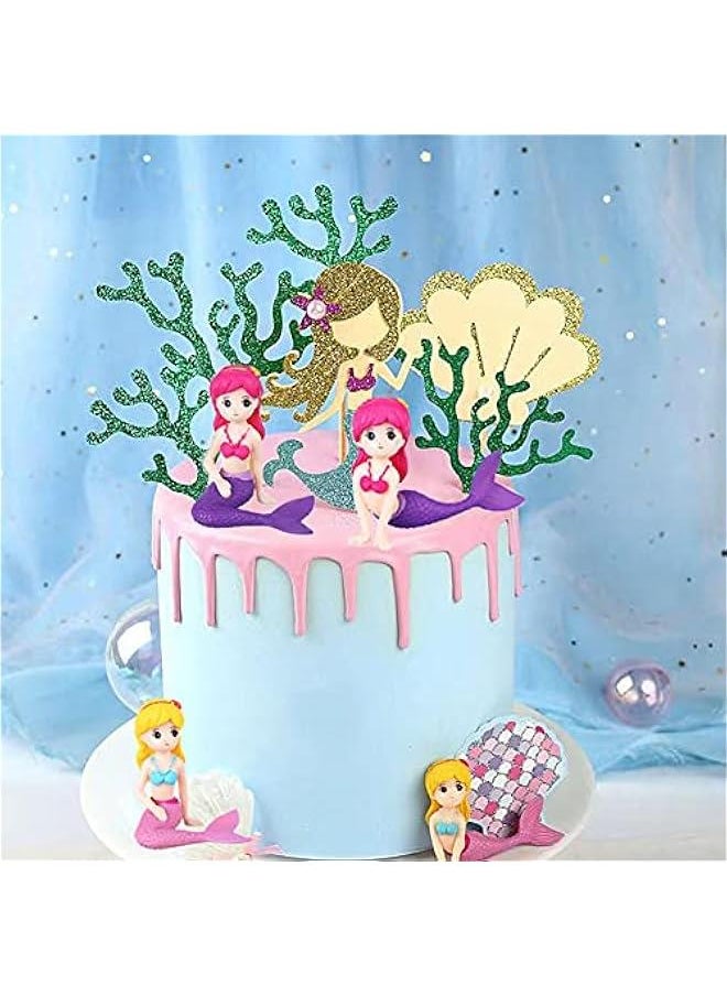 Generic - 4pcs Mermaid Cake Topper, Birthday Cake Decoration, Mermaid Doll Toy Cake Topper Figures Birthday Cake Decoration Wedding Party Supplies Micro Landscape Decor - Image 1