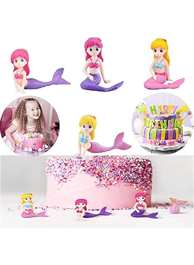Generic - 4pcs Mermaid Cake Topper, Birthday Cake Decoration, Mermaid Doll Toy Cake Topper Figures Birthday Cake Decoration Wedding Party Supplies Micro Landscape Decor - Image 1