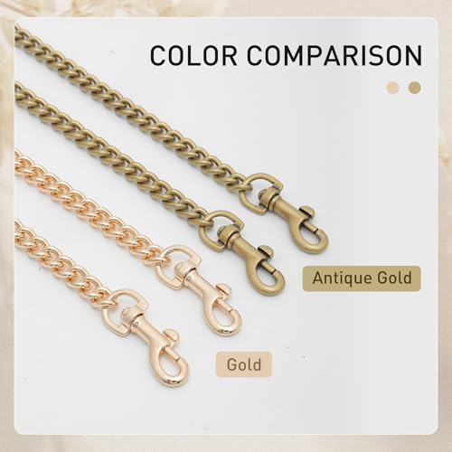OAikor Iron Flat Antique Bag Chain Strap for Replacement Purse Shoulder Handbag Straps, Gold Purse Chain Belt Compatible with Coach Nolita 19 Tabby Bag Extender Chain(51" 130cm/Antique Gold) - Image 2