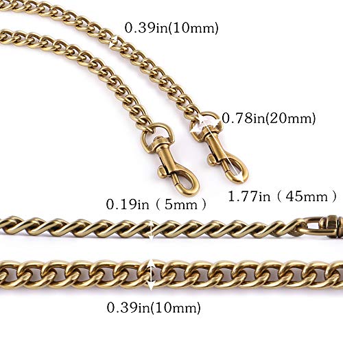 OAikor Iron Flat Antique Bag Chain Strap for Replacement Purse Shoulder Handbag Straps, Gold Purse Chain Belt Compatible with Coach Nolita 19 Tabby Bag Extender Chain(51" 130cm/Antique Gold) - Image 4