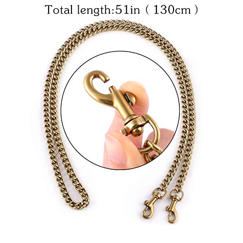 OAikor Iron Flat Antique Bag Chain Strap for Replacement Purse Shoulder Handbag Straps, Gold Purse Chain Belt Compatible with Coach Nolita 19 Tabby Bag Extender Chain(51" 130cm/Antique Gold) - Image 3