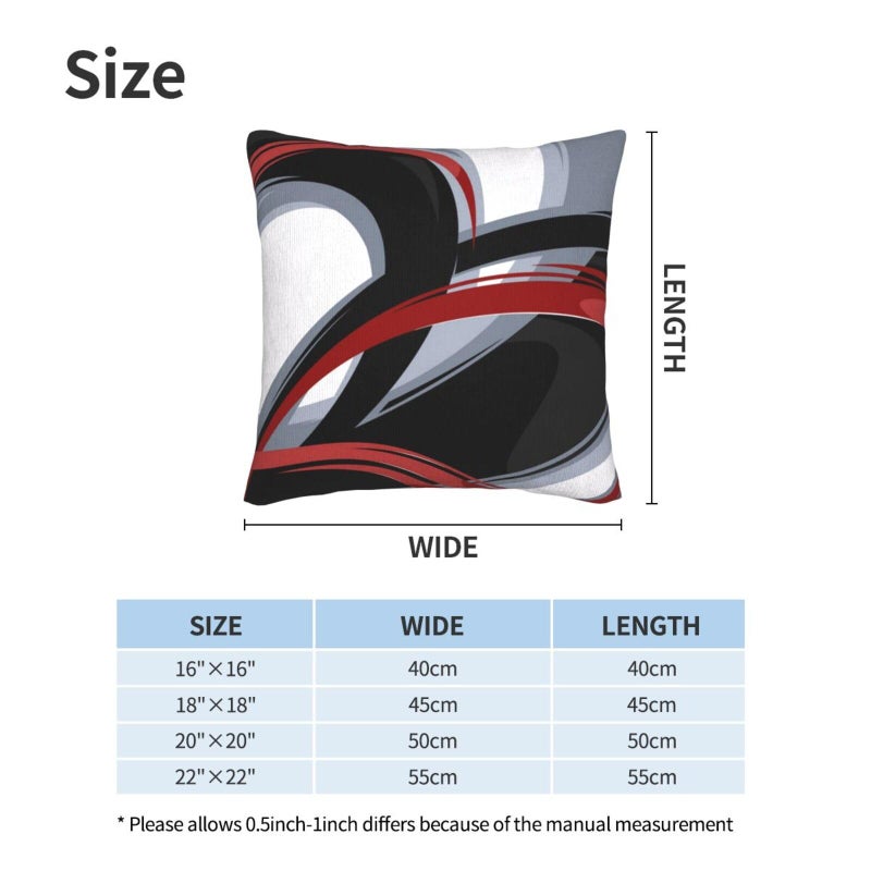 Lcokin Abstract Red and Black Stripes Throw Pillow Covers 18x18 Inches Set of 2  Decor Decorative Gray Pillow Case Square Cushion Covers for Sofa Bed Couch Living Room - Image 3