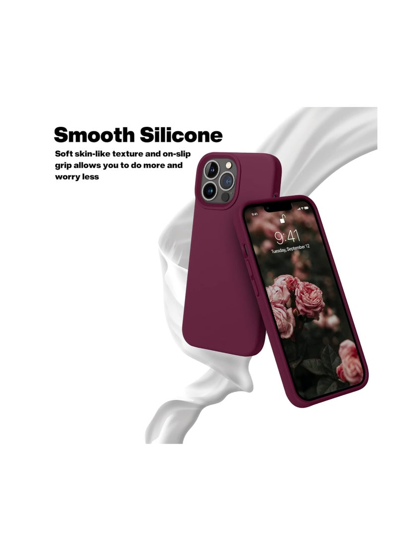 Generic - Compatible with iPhone 14 Pro Max Case, Liquid Silicone Case, Full Body Protective Cover, Shockproof, Slim Phone Case, Anti-Scratch Soft Microfiber Lining (Burgundy) - Image 1