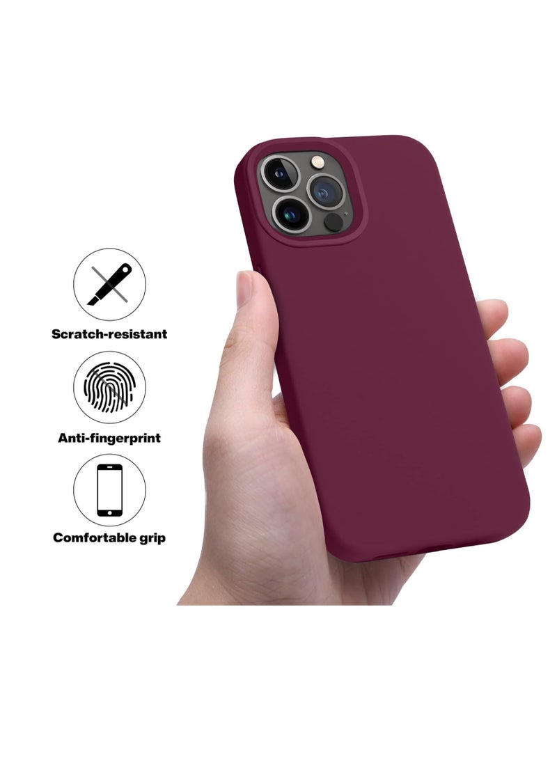 Generic - Compatible with iPhone 14 Pro Max Case, Liquid Silicone Case, Full Body Protective Cover, Shockproof, Slim Phone Case, Anti-Scratch Soft Microfiber Lining (Burgundy) - Image 1