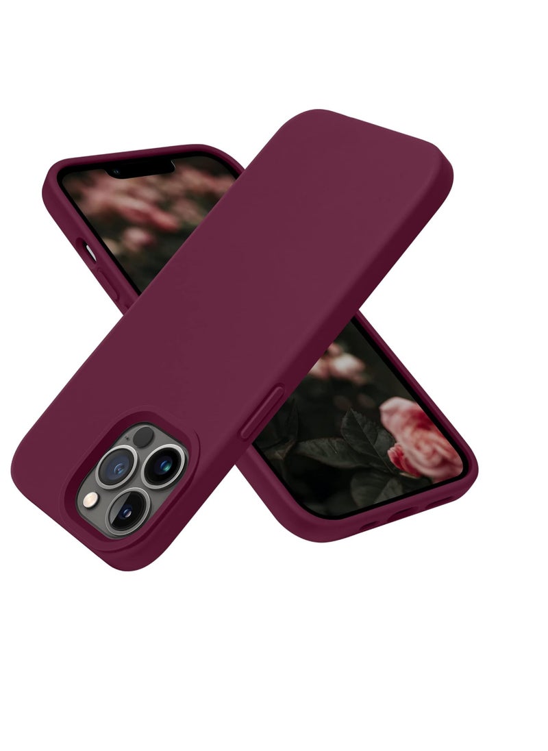 Generic - Compatible with iPhone 14 Pro Max Case, Liquid Silicone Case, Full Body Protective Cover, Shockproof, Slim Phone Case, Anti-Scratch Soft Microfiber Lining (Burgundy) - Image 1