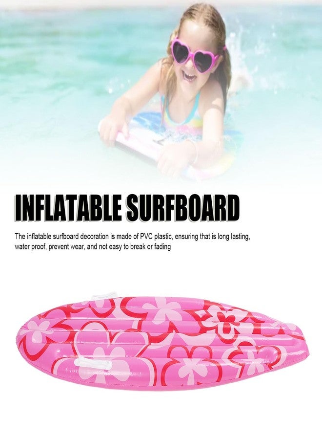 CHEOTIME Inflatable Surfboard Raft, 43x16 Portable Pink Flower Pattern PVC Pool Float for for Pool Party Summer Water Fun - Image 5