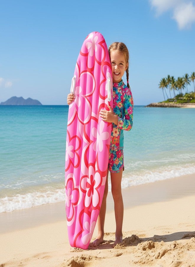 CHEOTIME Inflatable Surfboard Raft, 43x16 Portable Pink Flower Pattern PVC Pool Float for for Pool Party Summer Water Fun - Image 3