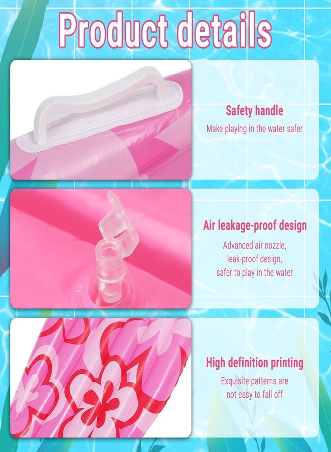 CHEOTIME Inflatable Surfboard Raft, 43x16 Portable Pink Flower Pattern PVC Pool Float for for Pool Party Summer Water Fun - Image 4