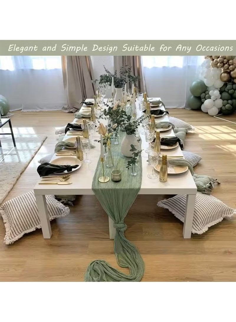 Beauenty Crumpled Gauze Table Runner, 90 x 400 cm Boho Gauze Table Runner for Wedding Bridal Baby Shower Birthday Party Table Decoration - Image 3