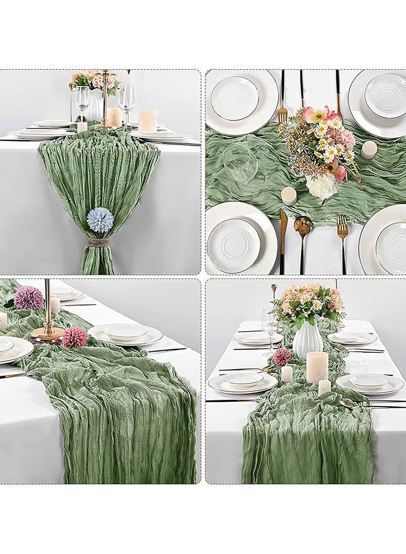 Beauenty Crumpled Gauze Table Runner, 90 x 400 cm Boho Gauze Table Runner for Wedding Bridal Baby Shower Birthday Party Table Decoration - Image 4