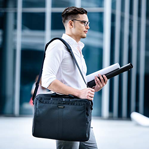EVERKI Lunar Large Laptop Briefcase - Water-Repellent Durable Ballistic Nylon & Leather Accent Briefcase Bag, Professional Work/Gaming Laptop Bag for 18.4" Lap top, 19L Capacity (EKB417BK18) Black - Image 2