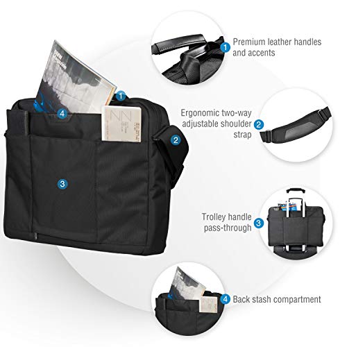 EVERKI Lunar Large Laptop Briefcase - Water-Repellent Durable Ballistic Nylon & Leather Accent Briefcase Bag, Professional Work/Gaming Laptop Bag for 18.4" Lap top, 19L Capacity (EKB417BK18) Black - Image 5