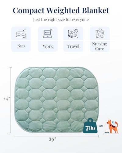 Kivik Weighted Lap Blanket Adults, 7 lbs Weighted Pad, 24"x29", Sage Green, Heavy Travel Blankets Throw, Small & Mini Portable Pads, Breathable & Warm Gift - Image 4