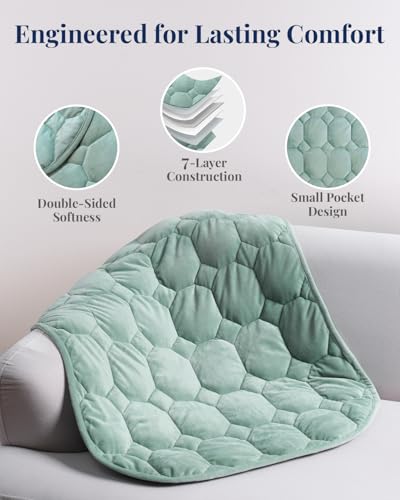 Kivik Weighted Lap Blanket Adults, 7 lbs Weighted Pad, 24"x29", Sage Green, Heavy Travel Blankets Throw, Small & Mini Portable Pads, Breathable & Warm Gift - Image 3