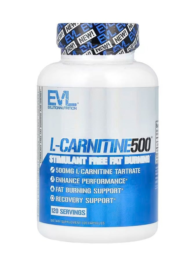 EVLution Nutrition, L-Carnitine500®, 500 mg, 120 Capsules