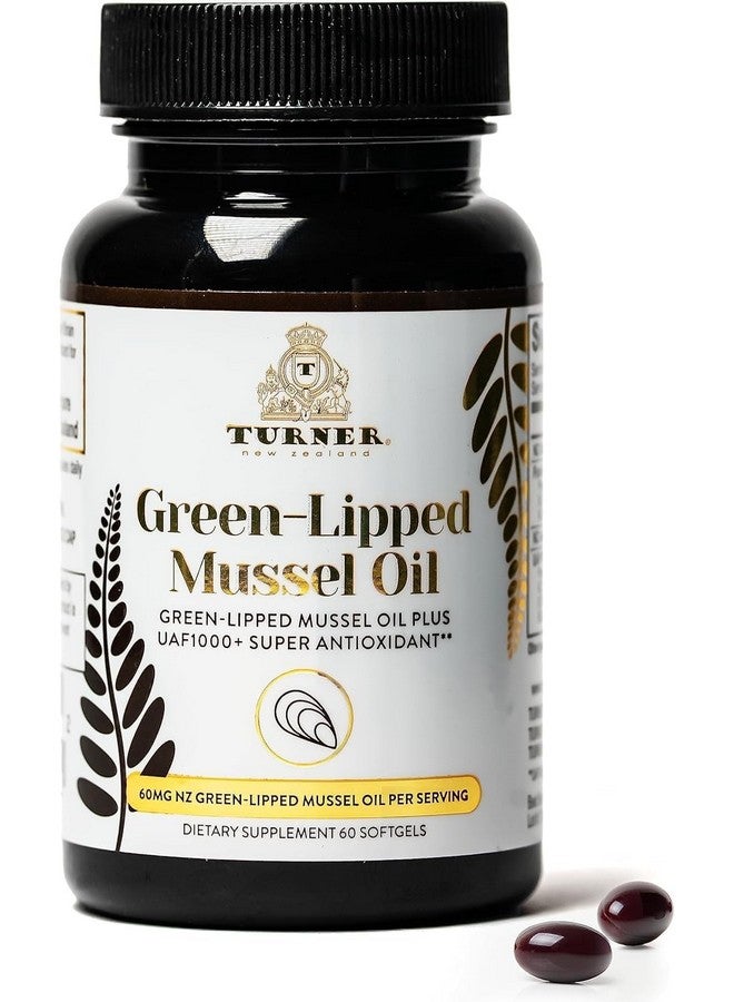 TURNER Omega-3 New Zealand Green Lipped Mussel Oil, 53x Higher Potency with UAF1000+ Super Antioxidant for Superior Joint Comfort & Mobility, No Fishy Aftertaste, 1 Bottle, 60 Softgels - Image 1
