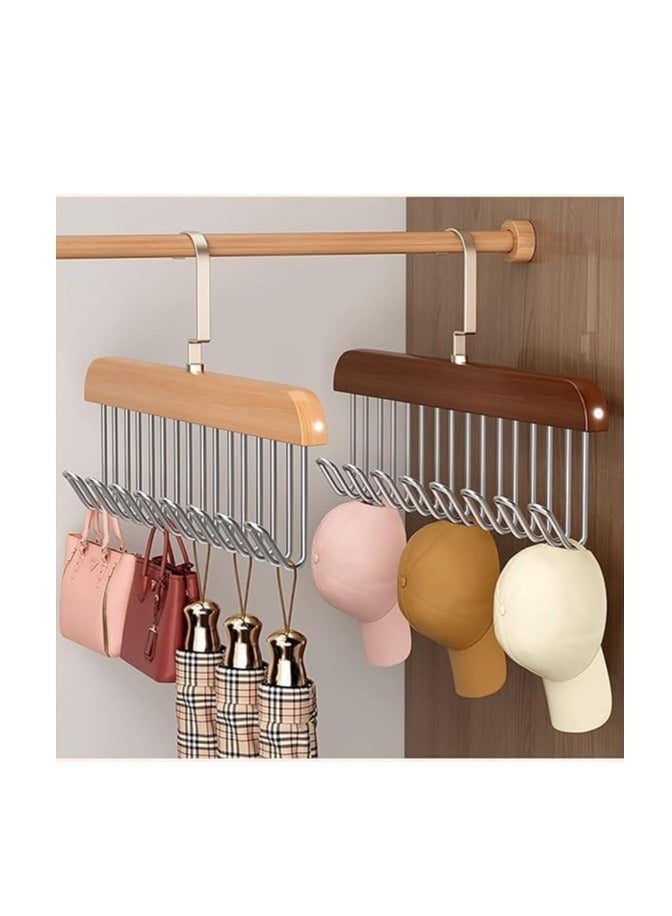 Wooden Belt Hangers Wooden Belt Hangers for Ties, 8 Adjustable Hooks for Hanging Underwear, Belts, Scarves, Ties, Foldable Hooks for Closet Organization for Men and Women (1)  - Image 1