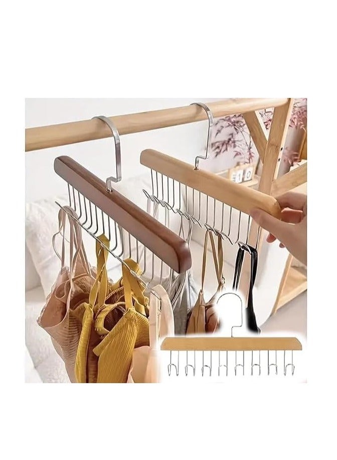 Wooden Belt Hangers Wooden Belt Hangers for Ties, 8 Adjustable Hooks for Hanging Underwear, Belts, Scarves, Ties, Foldable Hooks for Closet Organization for Men and Women (1)  - Image 4