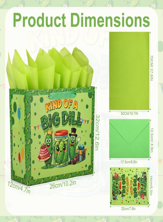 Fukaisu Pickle Gift Bag, Funny Pickle Gift Bag with Tissue Papers Message Card and Envelope Cute Cucumber Theme Party Favors Suitable for Birthday Party Supplies - Image 2