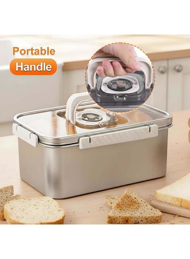 ANYPROLUS Bread Box Stainless Steel Bread Storage for Homemade Bread, Dishwasher Safe Bread Containers Storage Airtight Loaf, Airtight Bread Storage Container with Lid and Handle - Image 3