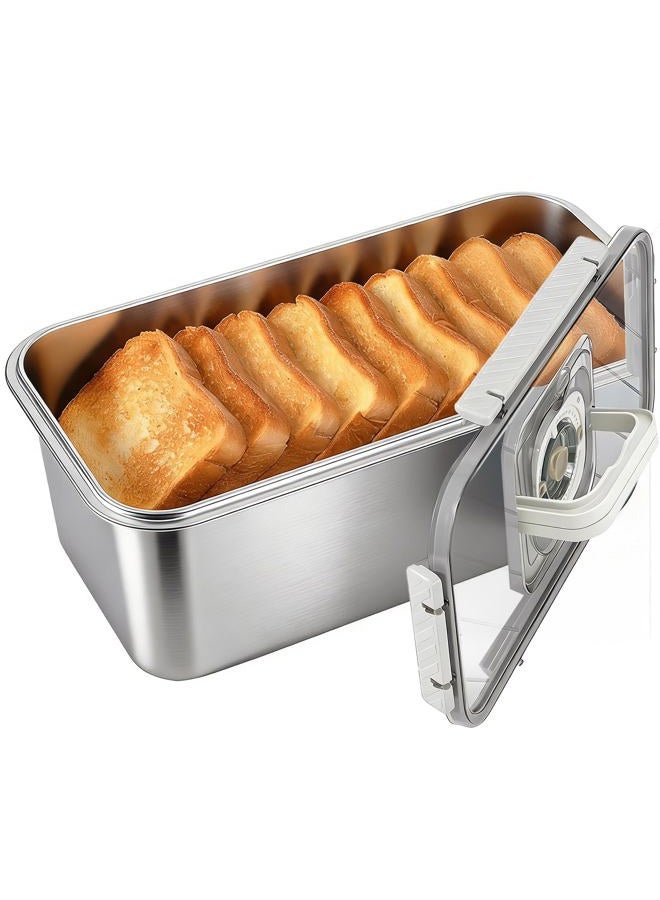 ANYPROLUS Bread Box Stainless Steel Bread Storage for Homemade Bread, Dishwasher Safe Bread Containers Storage Airtight Loaf, Airtight Bread Storage Container with Lid and Handle - Image 1