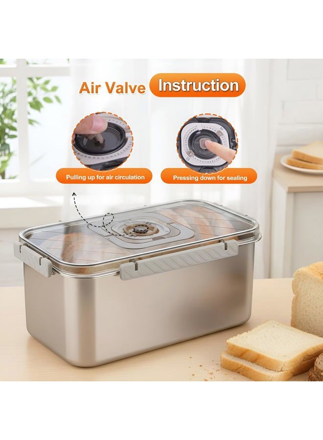 ANYPROLUS Bread Box Stainless Steel Bread Storage for Homemade Bread, Dishwasher Safe Bread Containers Storage Airtight Loaf, Airtight Bread Storage Container with Lid and Handle - Image 5
