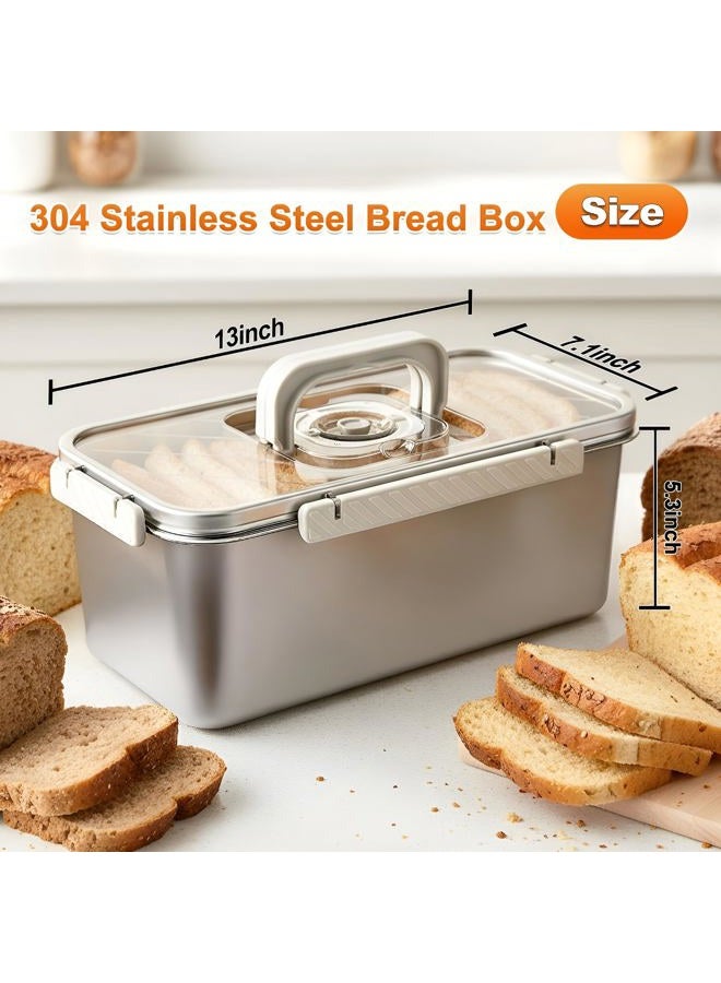 ANYPROLUS Bread Box Stainless Steel Bread Storage for Homemade Bread, Dishwasher Safe Bread Containers Storage Airtight Loaf, Airtight Bread Storage Container with Lid and Handle - Image 4