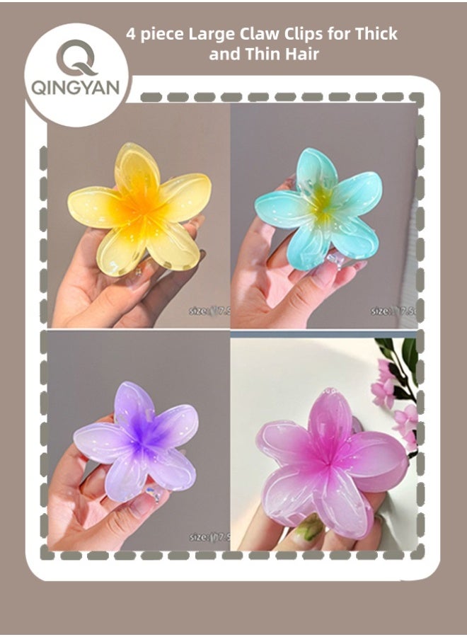 QINGYAN 4 Pack Large Claw Clips for Thick and Thin Hair,Beach Tropical Hair Clips for Women and Girls - Image 1
