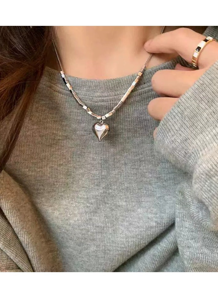 Goolsky Minimalist 3D Heart Cube Necklace – Tarnish-Resistant Titanium Steel | Trendy Streetwear Chain for Women - Image 1