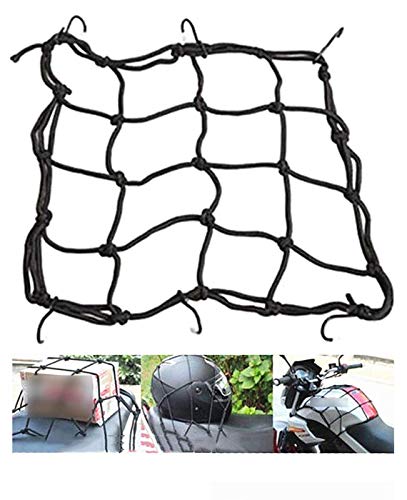 Gear Up Universal Bungee Cargo Luggage Net Holder - Strong and Elastic 30 x 30cm Mesh Rope Straps for Holding Bags, Helmet or Box for RE Classic, Black - Image 2