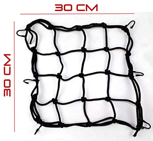 Gear Up Universal Bungee Cargo Luggage Net Holder - Strong and Elastic 30 x 30cm Mesh Rope Straps for Holding Bags, Helmet or Box for RE Classic, Black - Image 3