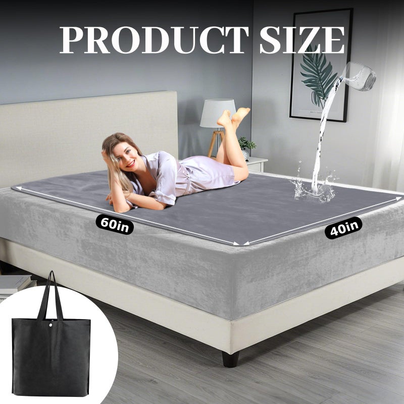 Tisancy Love Waterproof Dark Gray and Light Gray Bed Blanket 40'' x 60'' with a Storage Bag, Double Sides Flannel 3 Layer Lightweight Throw Size S Blanket Mattress Protector - Image 2