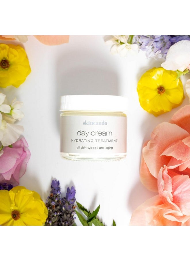 Skincando Day Cream Intensive Face Moisturizer Soothing & Nourishing Moisturizing Face Cream Plumping Anti Aging With Organic Apricot Kernel Oil Lavender Essential Oil Organic Hibiscus Flower Tea 2Oz  - Image 2