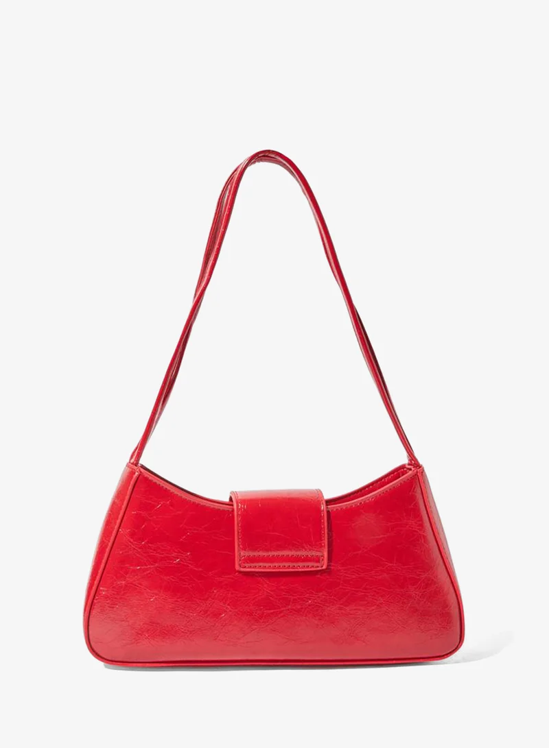 Styli Red Polka Dot Shoulder Bag with Embellished Buckle