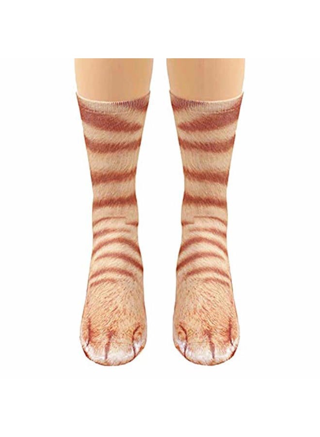 FreeNFond Funny Animal Paw Socks Gag Gifts for White Elephant Gift Exchange, Orange Cat, One Size - Image 1