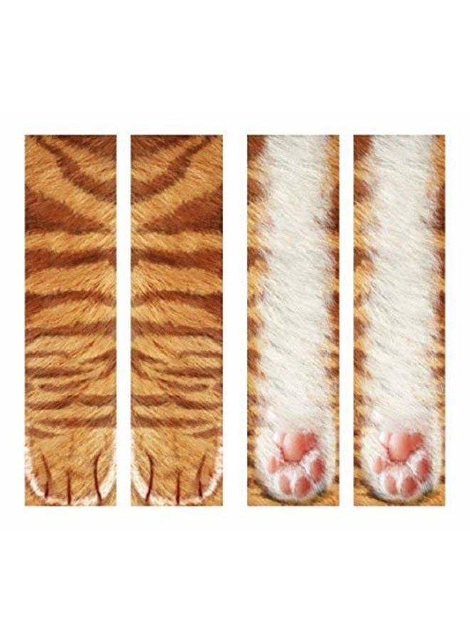 FreeNFond Funny Animal Paw Socks Gag Gifts for White Elephant Gift Exchange, Orange Cat, One Size - Image 3