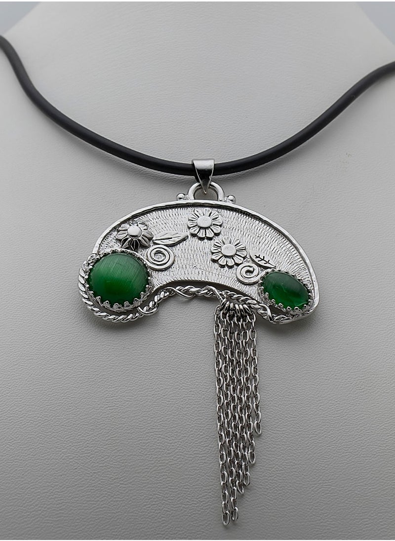 MERAKY Silver chain 950 roses with a green cat's eye stone  - Image 2