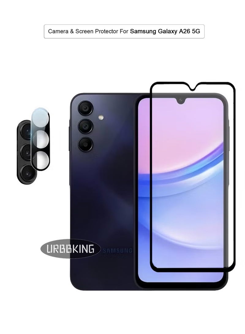 يوارب كينج Samsung Galaxy A26 5G 2 في 1 حماية شاشة الزجاج المقاوم للماء ، فيلم عدسة الكاميرا ، فيلم زجاج مقاوم للماء عالي الدقة ، فيلم شاشة حماية ضد الخدوش. - Image 1