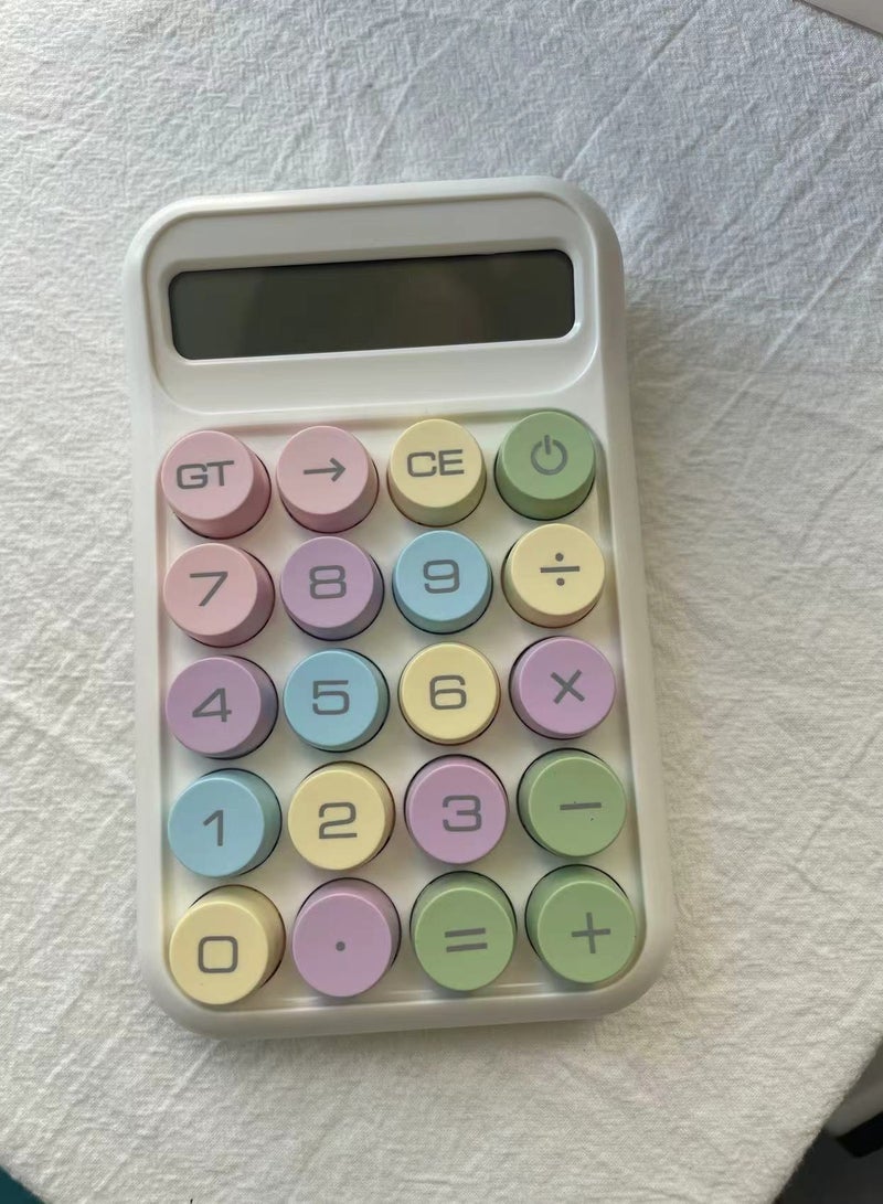 Generic Mechanical Switch Calculator with Big Buttons, Calculators Desktop, 12 Digits, Large LCD Display, Desk Calculator, Cute Pink Calculators for Teachers Students Basic Office (White). - Image 1