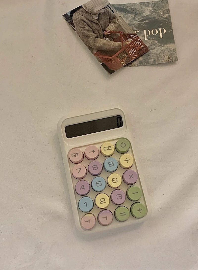 Generic Mechanical Switch Calculator with Big Buttons, Calculators Desktop, 12 Digits, Large LCD Display, Desk Calculator, Cute Pink Calculators for Teachers Students Basic Office (White). - Image 2