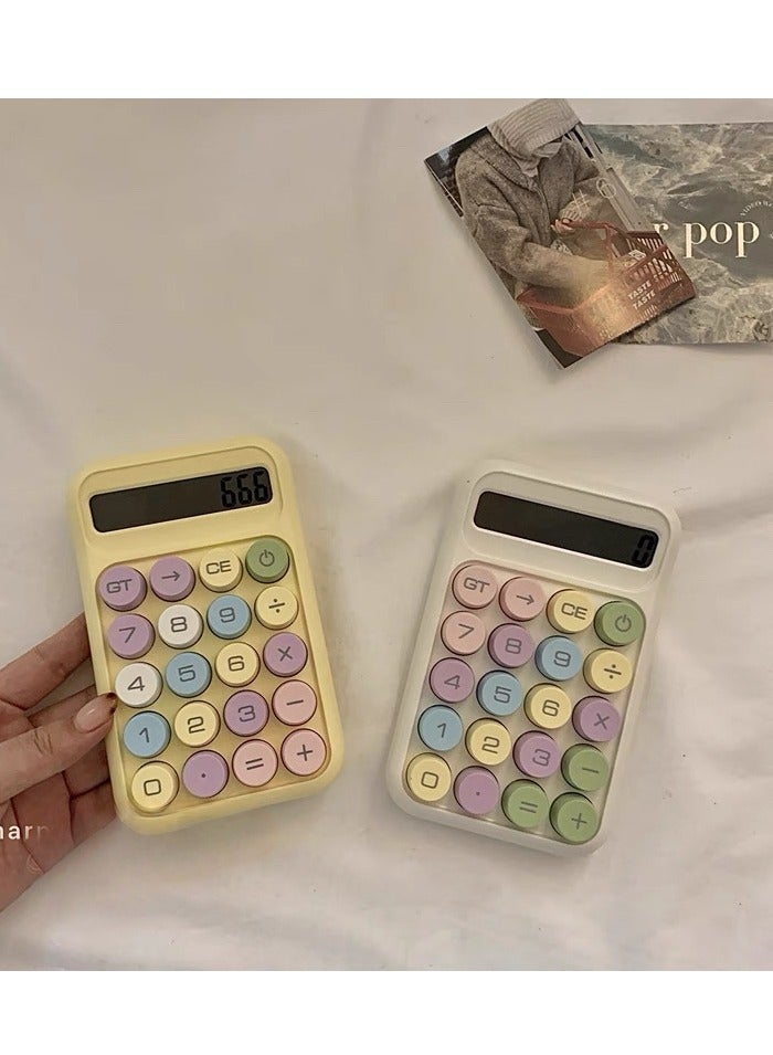 Generic Mechanical Switch Calculator with Big Buttons, Calculators Desktop, 12 Digits, Large LCD Display, Desk Calculator, Cute Pink Calculators for Teachers Students Basic Office (White). - Image 3