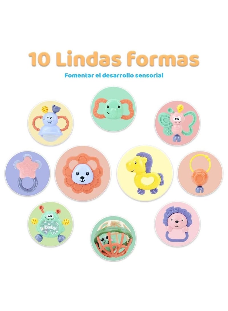 ARNOTEC Baby rattle teether toy set 11 pieces | Food grade silicone | Safe and non-toxic | Early education sensory toys | Suitable for babies 0-24 months | Gifts for boys and girls | New Morandi color matching - Image 5