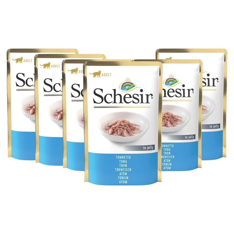 Schesir Wet Cat Food,Tuna in Jelly, Natural & High-Protein Recipe, Omega-Rich, Gentle on Digestion, Ideal for Adult Cats, No Preservatives or Additives,85g x 6 Pack - Image 1
