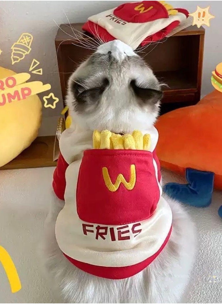 Generic - Dog Halloween Costume Cotton French Fries Cosplay Clothes for Pets Hoodie Pet Shirt Boy Coat for Small Dogs Dog Cute T-Shirt Cat Girl Outfits Puppy Fall Sweaters Winter Costumes - Image 1